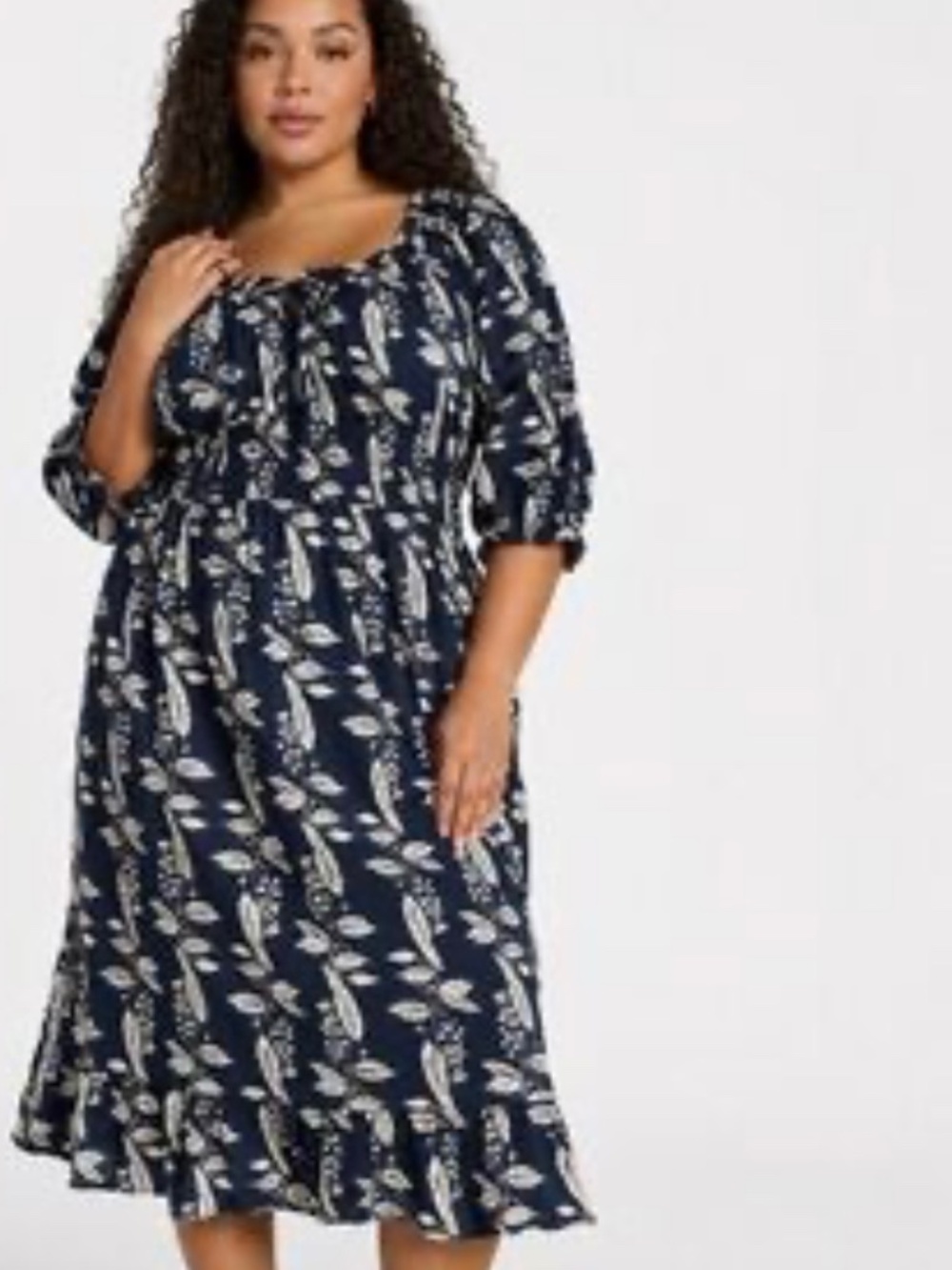 NWT Terra & Sky Women’s Plus Size Floral Smocked Waist Midi Dress 3X